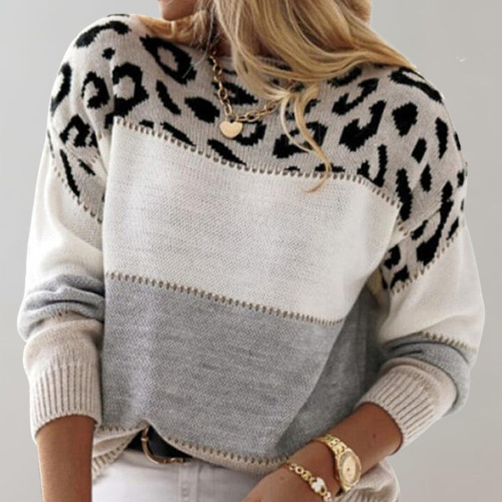 Pullover Damen mit Leopardenmuster aus weichem Strick
