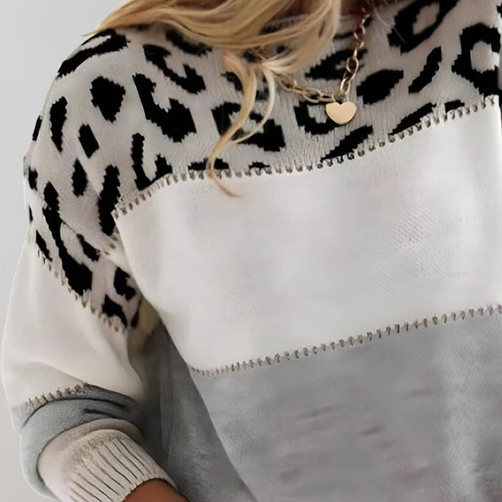 Pullover Damen mit Leopardenmuster aus weichem Strick